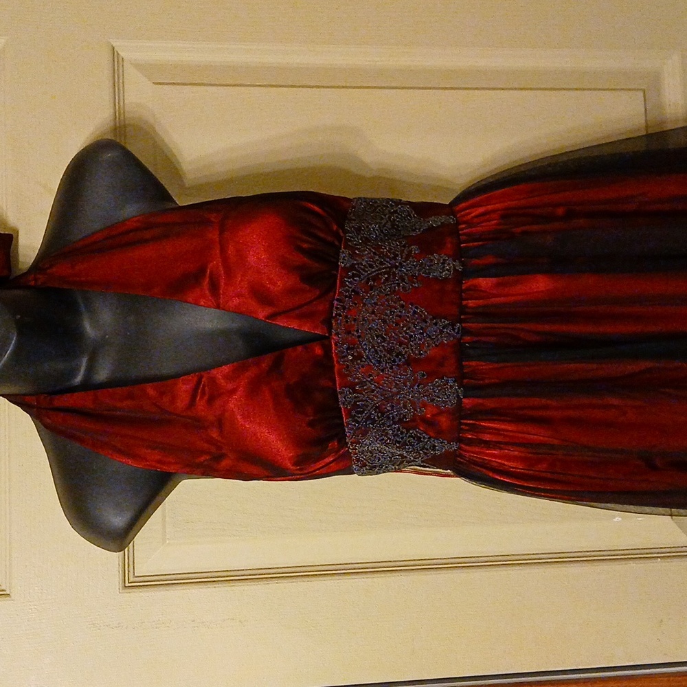 Wine colored evening cocktail dress